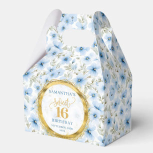 Sweet 16 Favor Box Dusty Blue Boho Floral Glitter