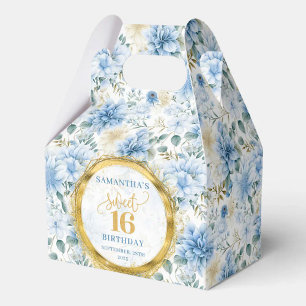 Sweet 16 Favour Box Watercolor Blue Boho Floral 
