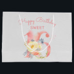 Sweet 16 Floral Number Large 16th Birthday Large Gift Bag<br><div class="desc">Large gift bag for 16th Birthday. This delicate and feminine design features the number 16, decorated with a bouquet of flowers and foliage. The gift bag is lettered in pretty script and classic typography with the wording "Happy Birthday Sweet" above the number 16. It has a soft colour palette of...</div>