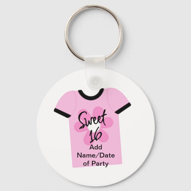 Sweet 16 Flower Power Favours,Gifts,Invites Keychain (Front)