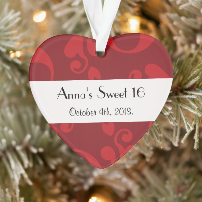 Sweet 16 - French Damask, Ornaments, Swirls - Red Ornament (Tree)