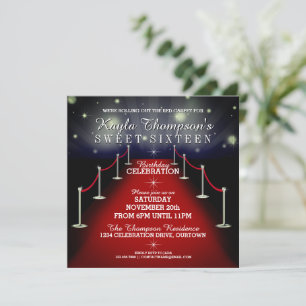 Sweet 16 Glamour Red Carpet Party Invitations