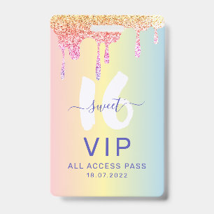 Sweet 16 Glitter Pastel Shades Birthday Invitation Badge