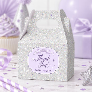 Sweet 16 Glittering Thank You Silver Violet ID1333 Favor Box