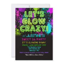 Sweet 16 Glow Party Anniversaire Invitation