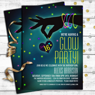 Sweet 16 Glow Party Invitations