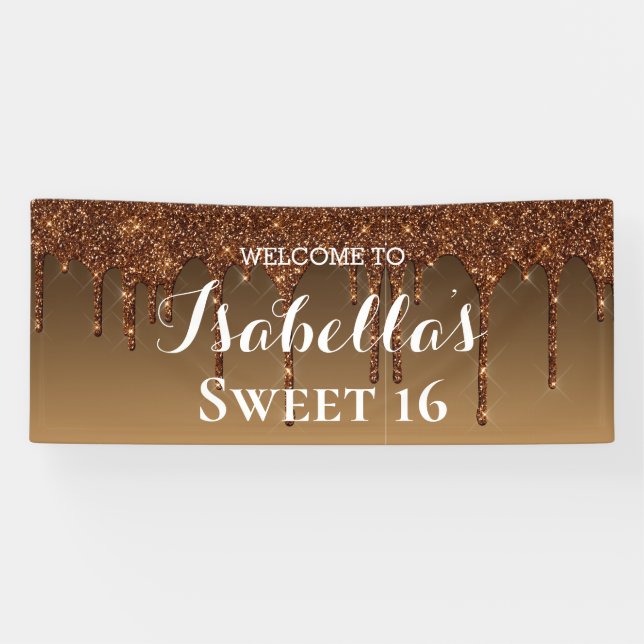 Sweet 16 | Gold Dripping Glitter Banner (Horizontal)