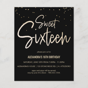 Sweet 16 Gold, Elegant, Simple Party Invite