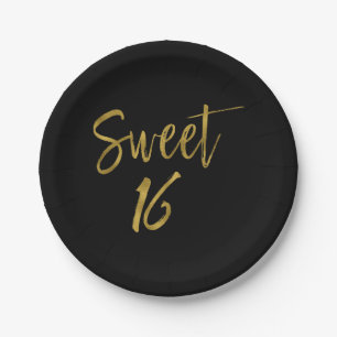 Sweet 16 Gold Foil Birthday Paper Plate