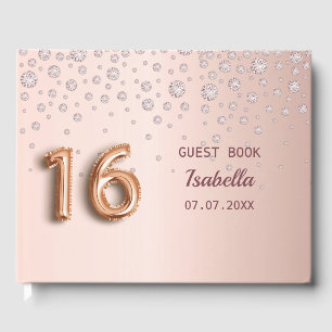 Sweet 16 gold pink diamonds guest book