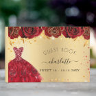 Sweet 16 gold red dress flowers glitter