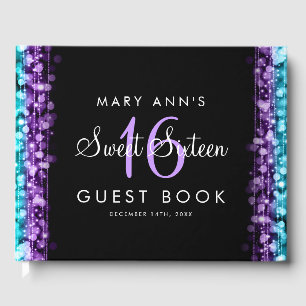 Sweet 16 Guestbook Party Purple & Turquoise Lights