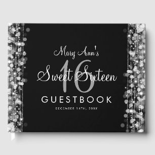 Sweet 16 Guestbook Party Sparkles Silver