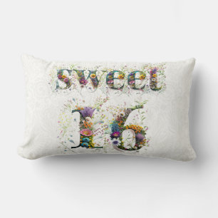 Sweet 16 Happy Birthday Wildflowers Text Lumbar Pillow