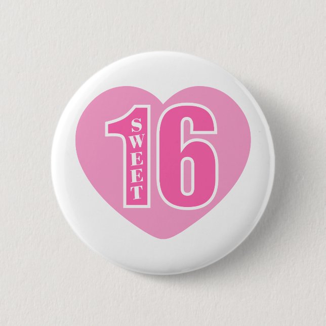 Sweet 16 (Heart) 2 Inch Round Button (Front)