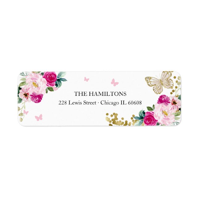 Sweet 16 Hot Rose Gold Floral Papillon (Devant)