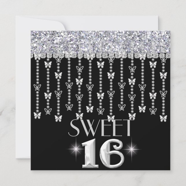 SWEET 16 Invitation CHIC BUTTERFLY (Front)