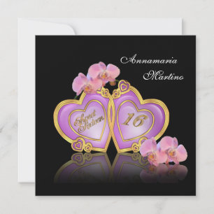 Sweet 16 Invitation pink and black