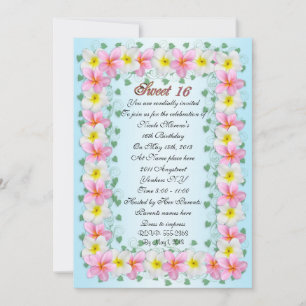 Sweet 16 Invitation Plumeria border