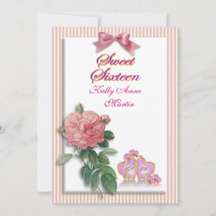 Sweet 16 invitation rose rose rose rose et rayures