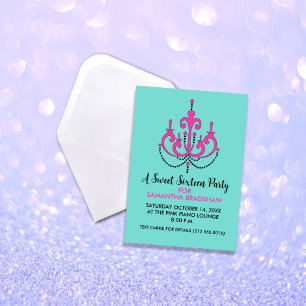 Sweet 16 Invitations de fête d'anniversaire (Turqu
