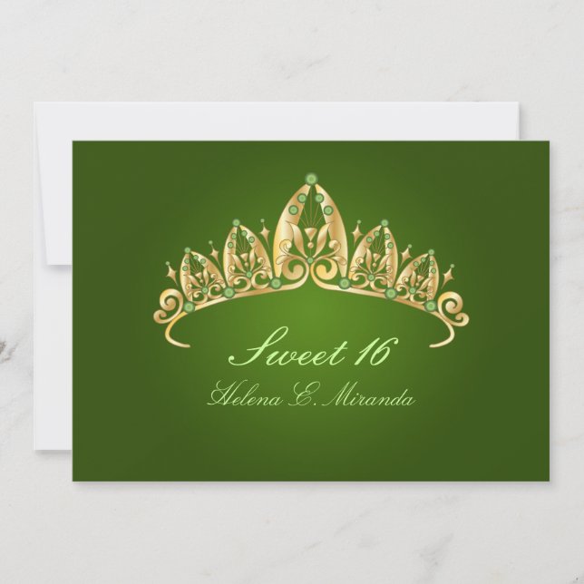Sweet 16/ invitations tiara/émeraude (Devant)