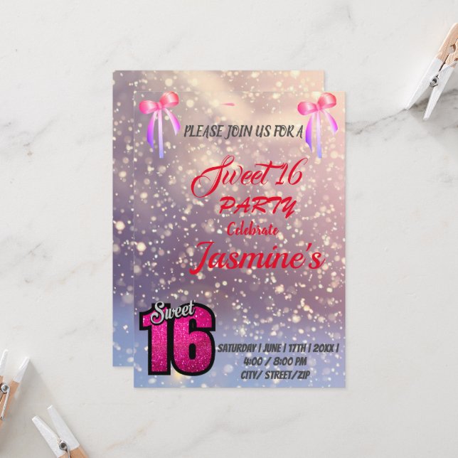 sweet 16 INVITATOIN Invitation (Front/Back In Situ)
