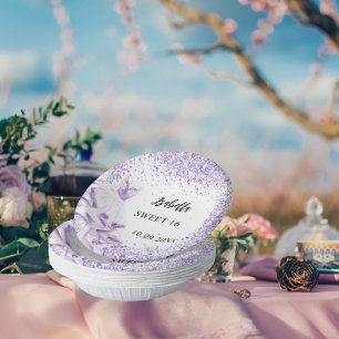 Sweet 16 labender white dress paper plate