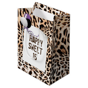 Sweet 16 Leopard Fur Print  Medium Gift Bag