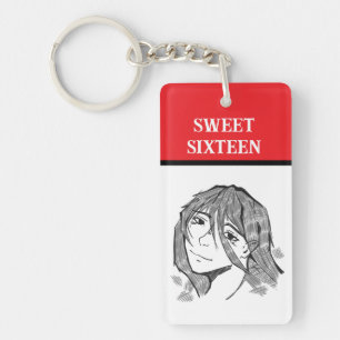 Sweet 16 lineart keychain