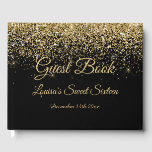 Sweet 16 livre d'hôtes Elegant Black & Gold Partie