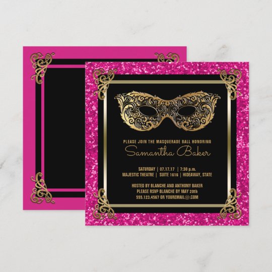 Sweet 16 Masquerade Ball Sweet Sixteen Pink Gold Invitation Zazzle Ca