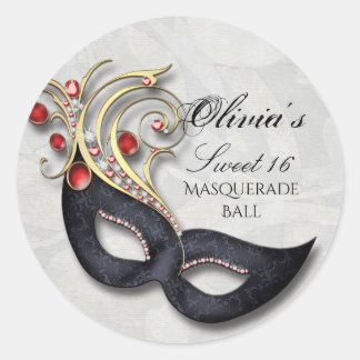 Sweet 16 Masquerade Sticker with Red and Gold