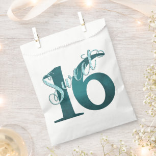 Sweet 16   Mermaid Ombre Blue Green Name Birthday Favour Bag