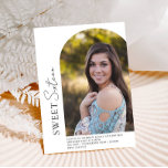 Sweet 16 Minimalist Arch Off Centre Photo Invitation<br><div class="desc">This birthday invitation features mixed typography,  your favourite photo and your custom text.  The back is a solid colour that you can change or add more photos and text.  Use the template to add your information.</div>