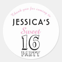 Sweet 16 Modern Chic Pink Birthday Party Thank You