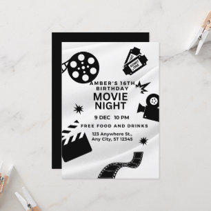 "Sweet 16 Movie Night Bash Invitation