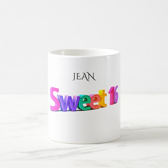 Sweet 16 mug with personalized name. (Center)
