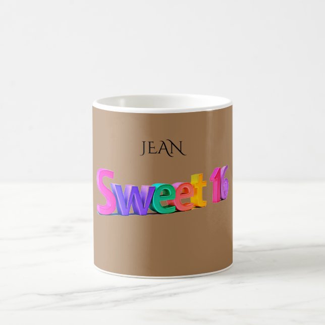 Sweet 16 mug with personalized name. (Center)
