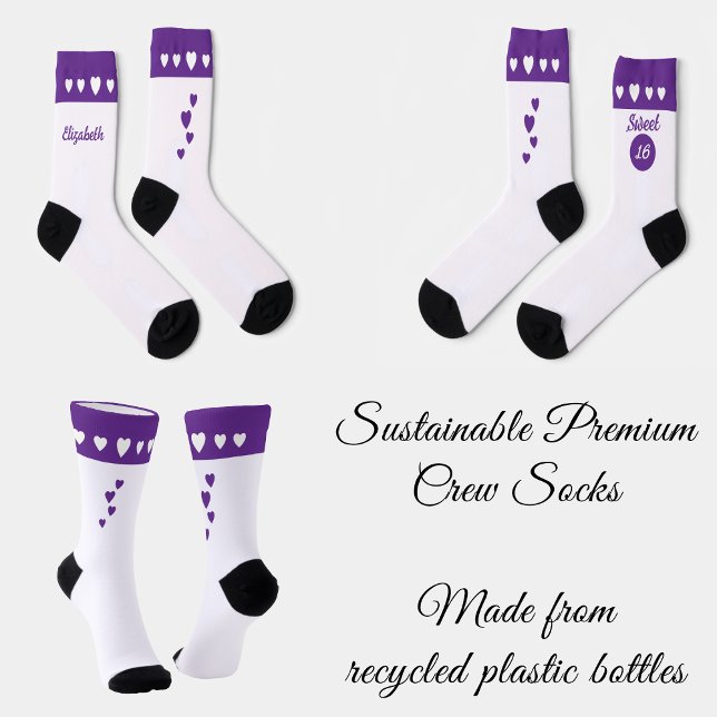 Sweet 16 name purple birthday socks (Creator Uploaded)