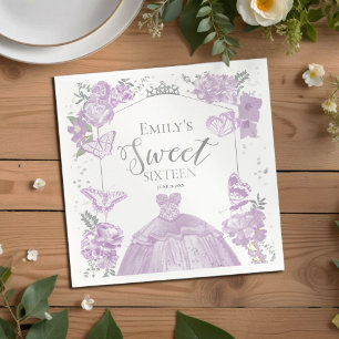 Sweet 16 Napkins Butterfly Lavender Dress Floral