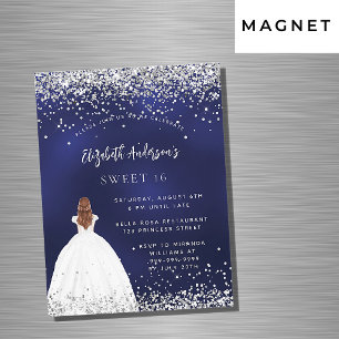 Sweet 16 navy blue dress luxury magnetic invitation