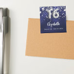 Sweet 16 navy blue silver stars magnet<br><div class="desc">A navy blue background colour with faux silver stars. The blue colour is uneven.  Add your name,  text.
Can be used as a Save the Date reminder for your guests,  party favour or as a keepsake.</div>