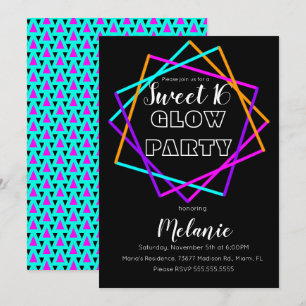 Sweet 16 Neon Glow In The Dark Multi Laser Invitation