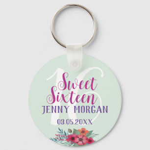 Sweet 16 Niece Birthday party Favour Gift Mint Keychain