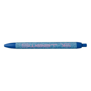 Sweet 16, Number Sixteen, Blue Pink Glitter pen