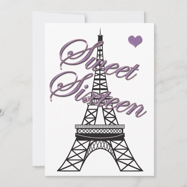 Sweet 16 Paris Eiffel Tower Birthday Invitation (Front)
