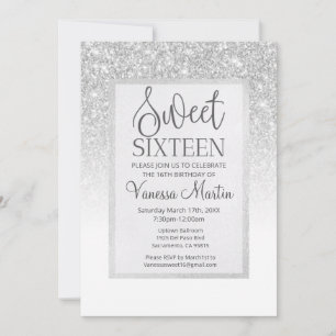 Sweet 16 Parties scintillant Argent Invitation de 