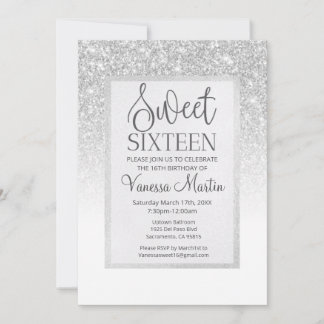 Sweet 16 Parties scintillant Argent Invitation de 