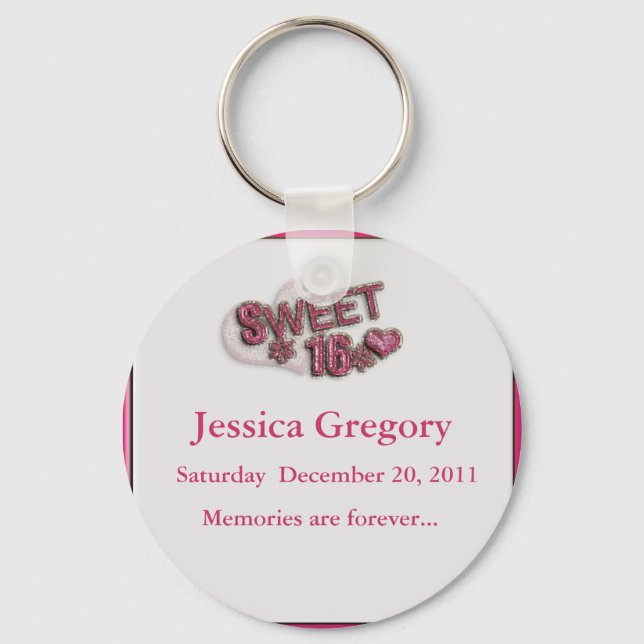 Sweet 16 Party Favours Keychain (Front)
